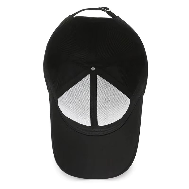 Șapcă baseball bărbați, cozoroc curbat, etichetă aplicată și broderie, negru — imaginea 3