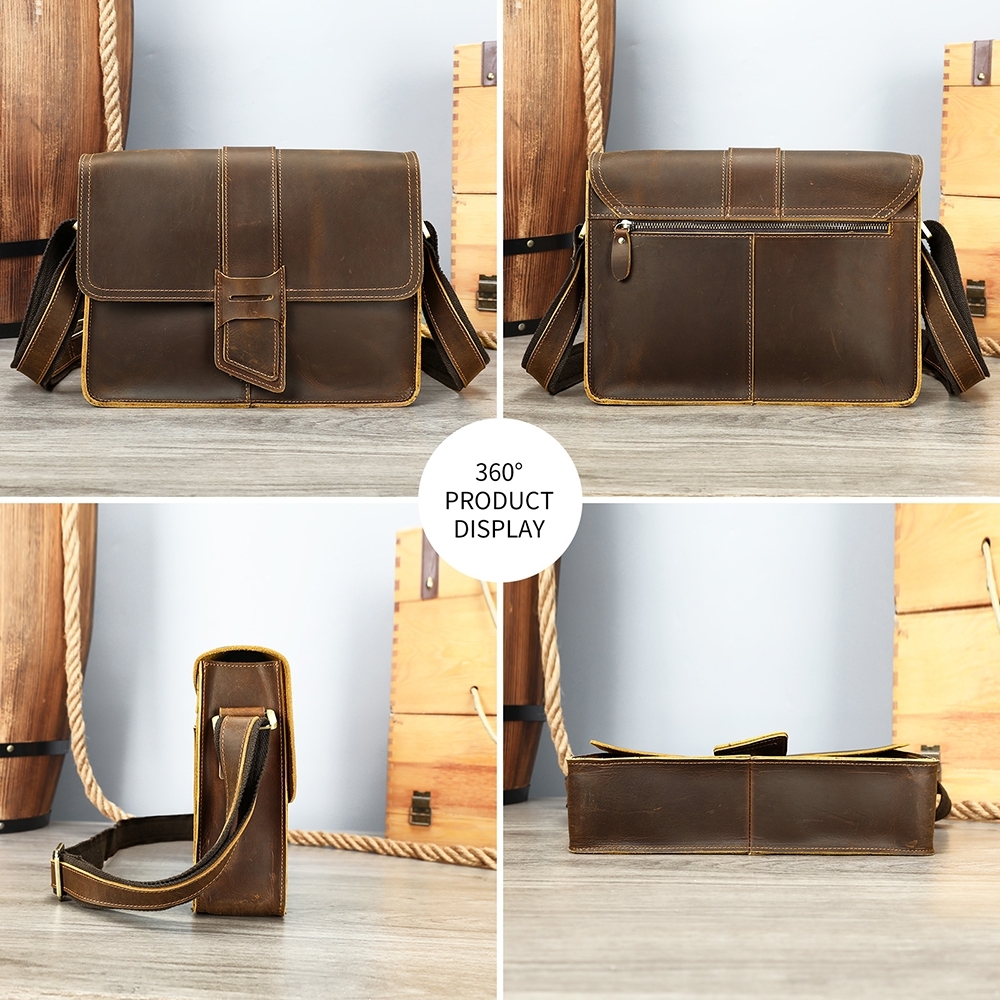 Servieta pentru barbati, Aderin GT3805, piele naturala, Negru - imagine 3