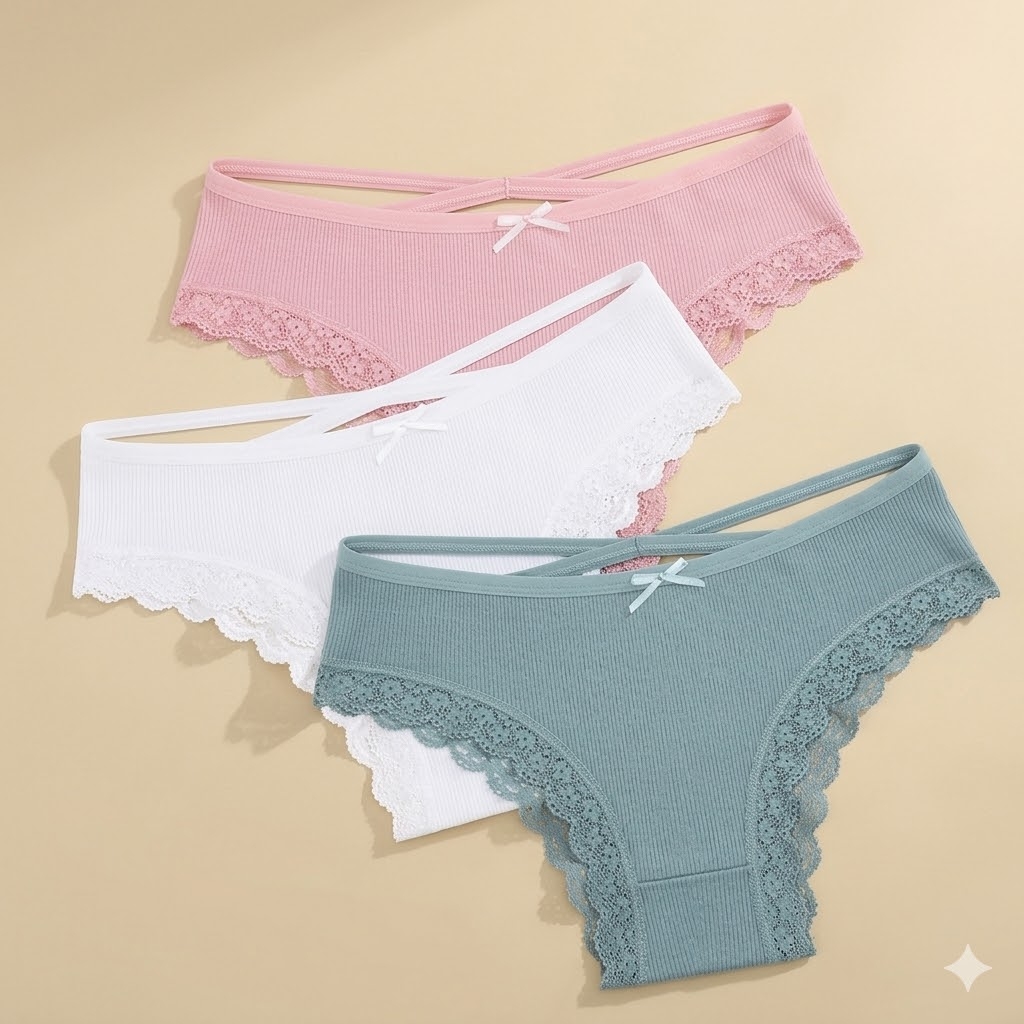 Set 3 perechi de chiloti pentru dama, CH108, Multicolor