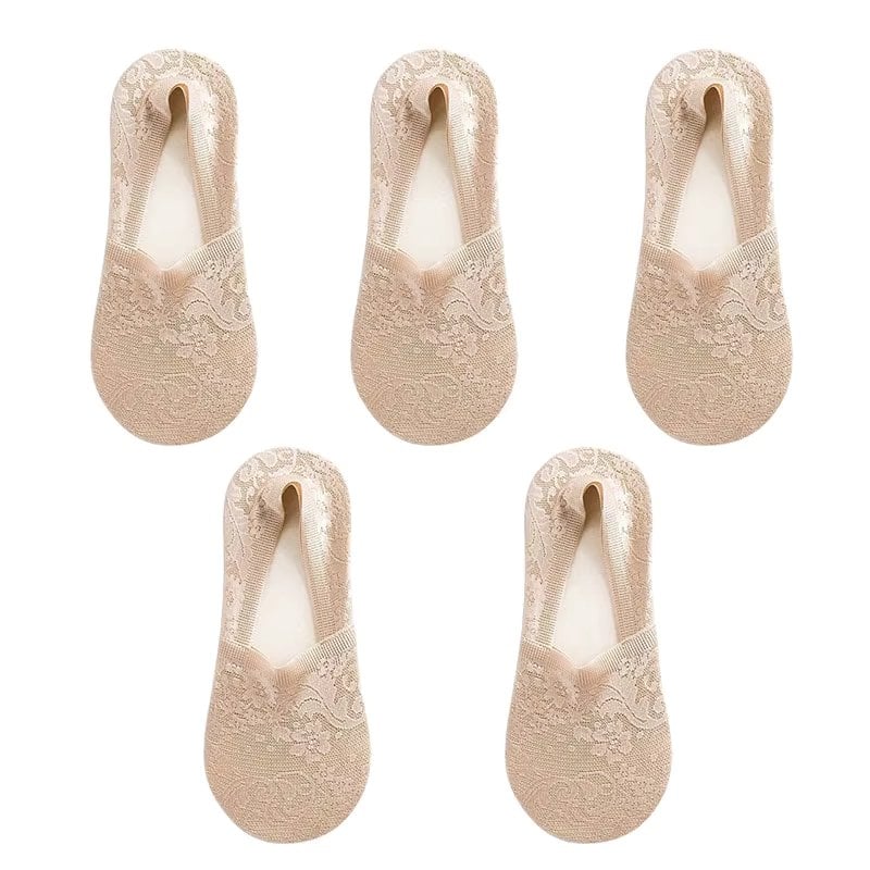 Set 5 perechi de sosete pentru dama, SS099, Bej, marime universala (35-39)