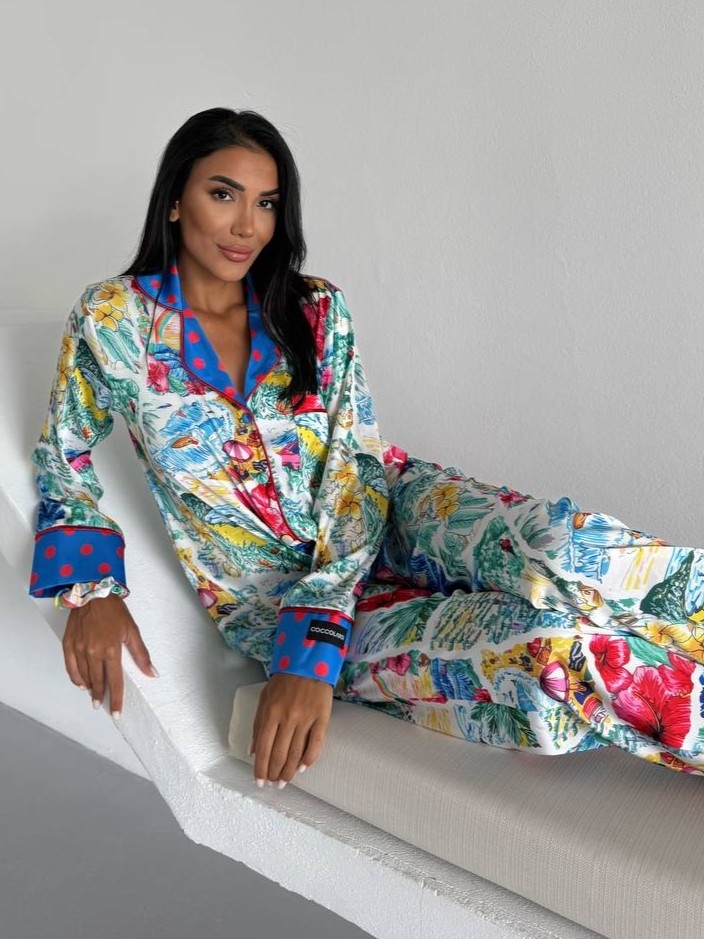 Set pijama dama din doua piese, cu nasturi – 2500263, Exotic Vibes - imagine 2