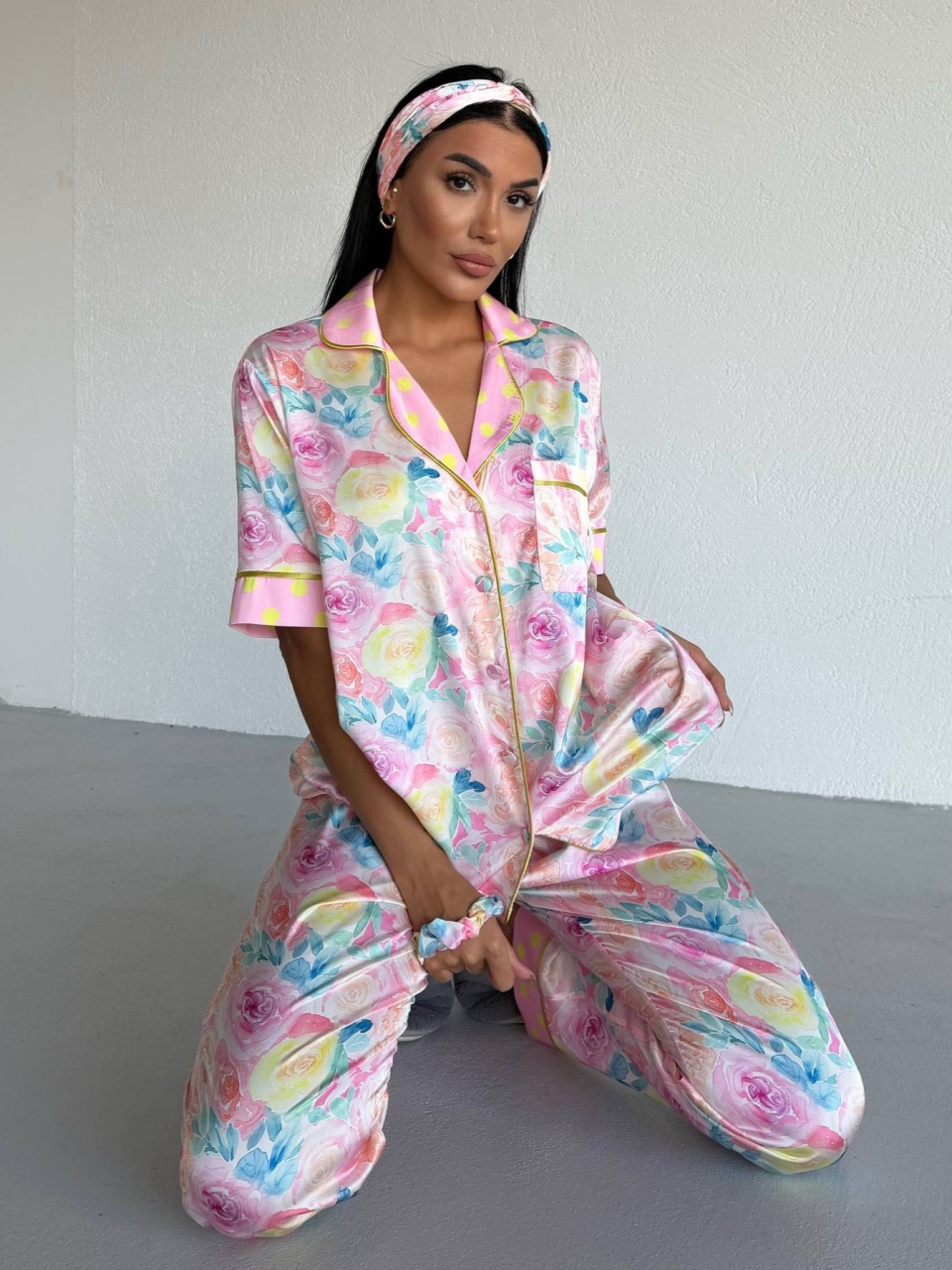 Set pijama dama din doua piese, cu nasturi – 2500374, Sunny Roses - imagine 2