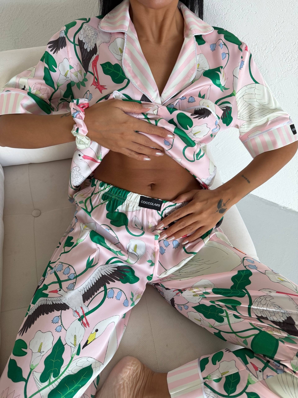 Set pijama dama din doua piese, cu nasturi – 2500381, Botanic Dream - imagine 6