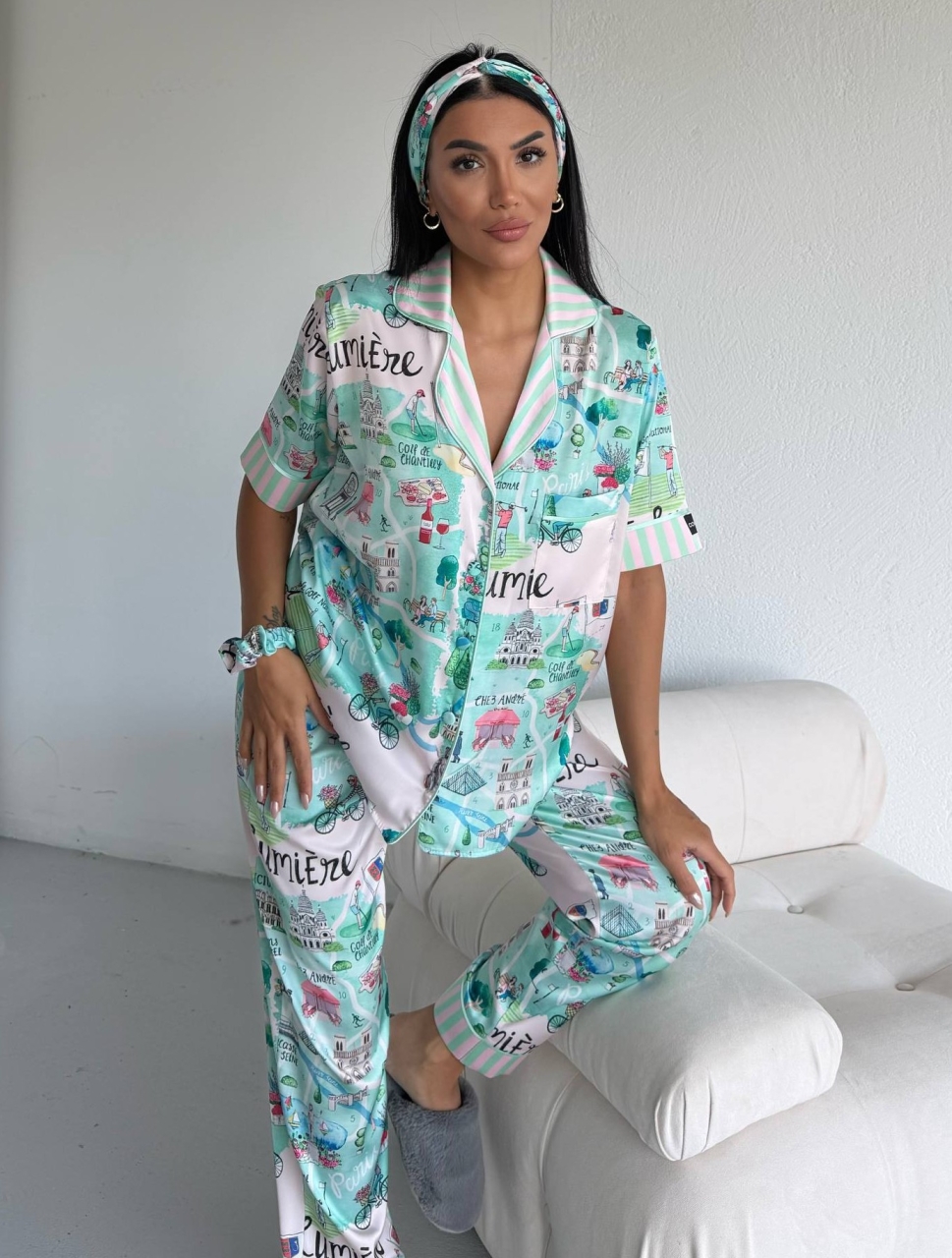 Set pijama dama din doua piese, cu nasturi – 2500387, City Escape - imagine 2