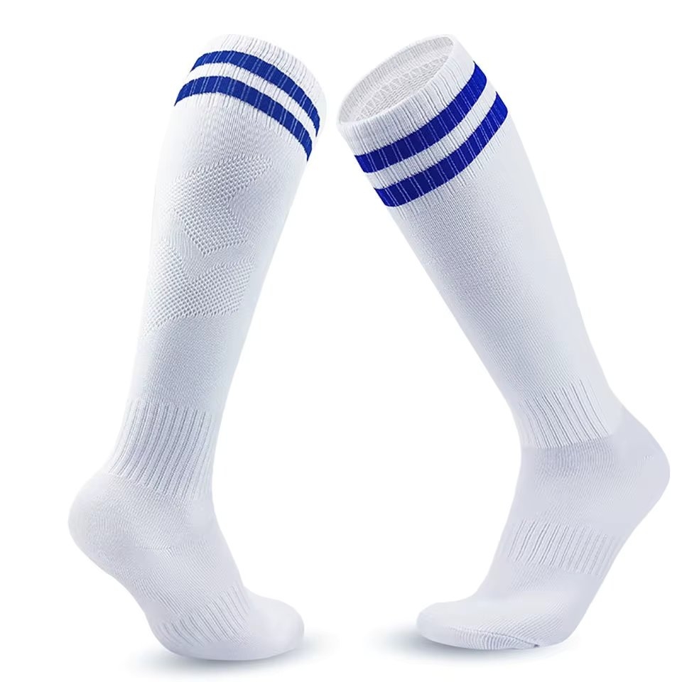 Sosete lungi pentru dama, SS080, Alb/Albastru, marime universala (35-39)
