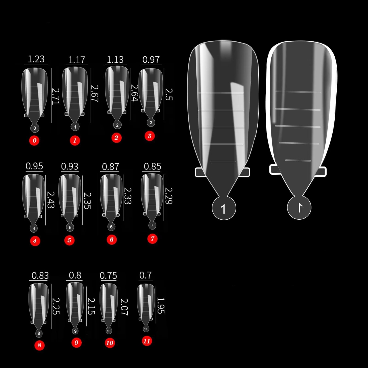 Tipsuri reutilizabile Marquise, TIPS12, Stiletto, 120 buc