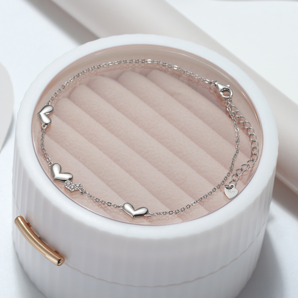 Bratara de glezna argint 925, JW1819, model inimioare, placata cu rodiu