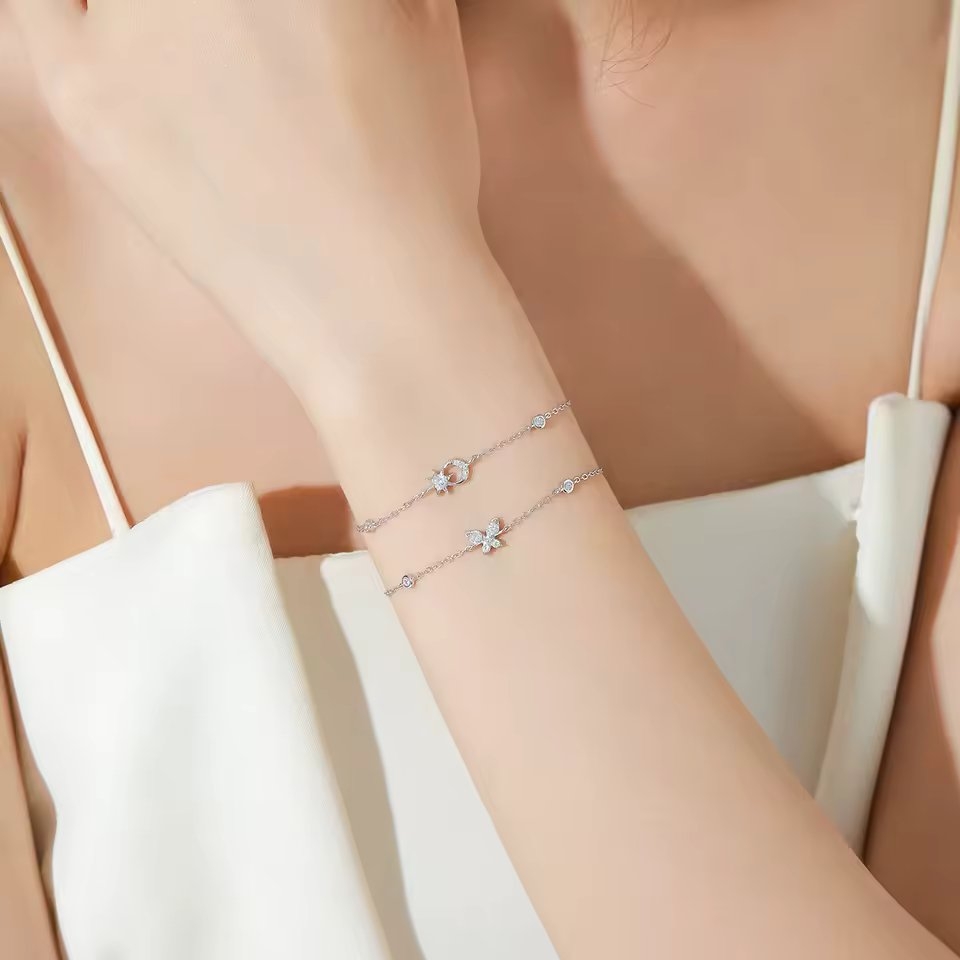 Bratara din argint 925 pentru dama, JW1820, model fluturi, placata cu rodiu