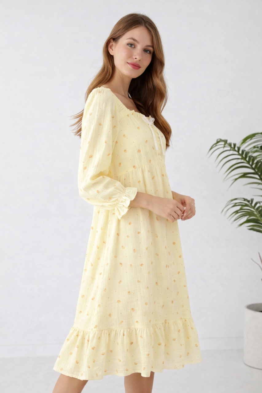 Camasa de noapte "Elegance Night" din bumbac, PJ021, Crem