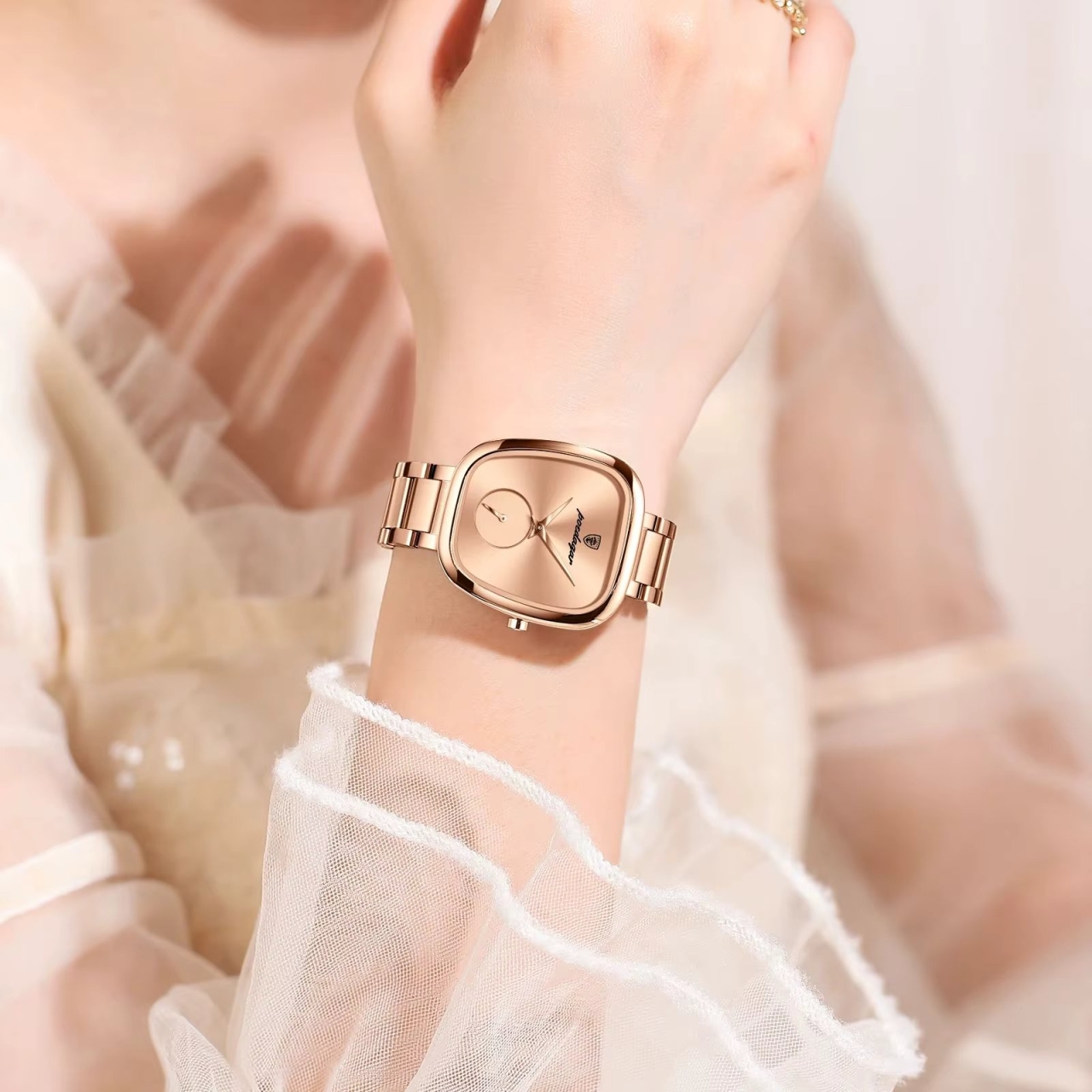 Ceas de dama Poedagar CS1897, otel inoxidabil, rose gold, cadran verde - 1 | YEO