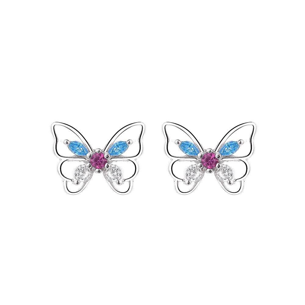 Cercei argint 925, JW1584, model fluture, placati cu rodiu