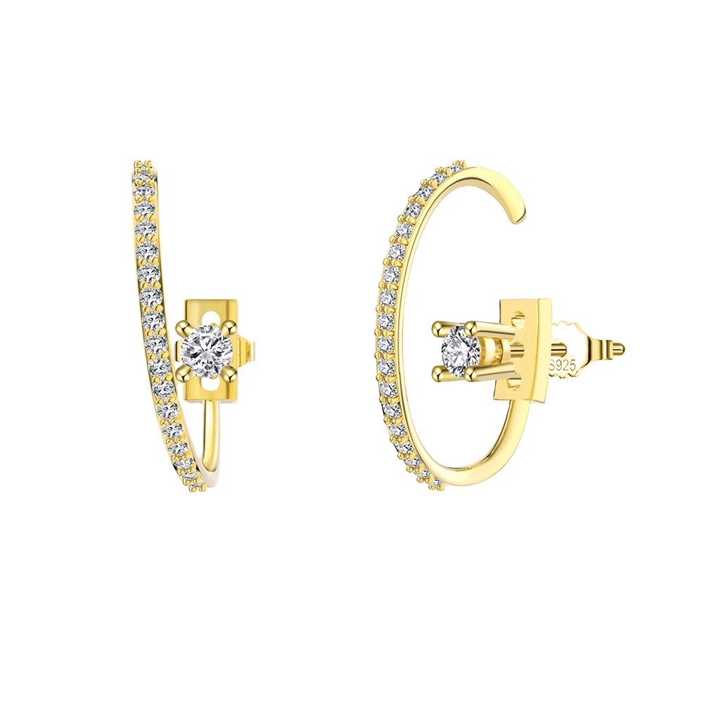 Cercei argint 925, JW1773, model semicerc, placati cu aur