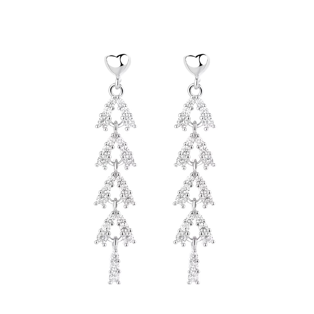 Cercei lungi de argint 925, JW1612, model cu pietre, placati cu rodiu