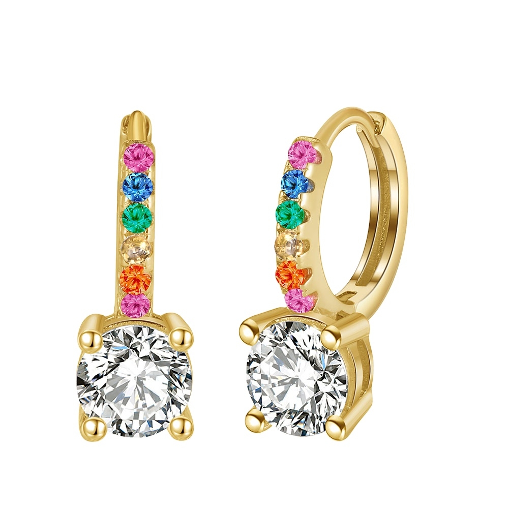 Cercei rotunzi argint 925, JW1795, model elegant, placati cu aur