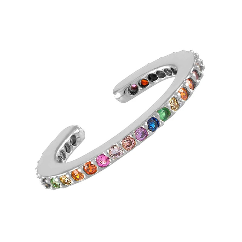 Cercel ear cuff argint 925, JW984, model multicolor, placat cu rodiu