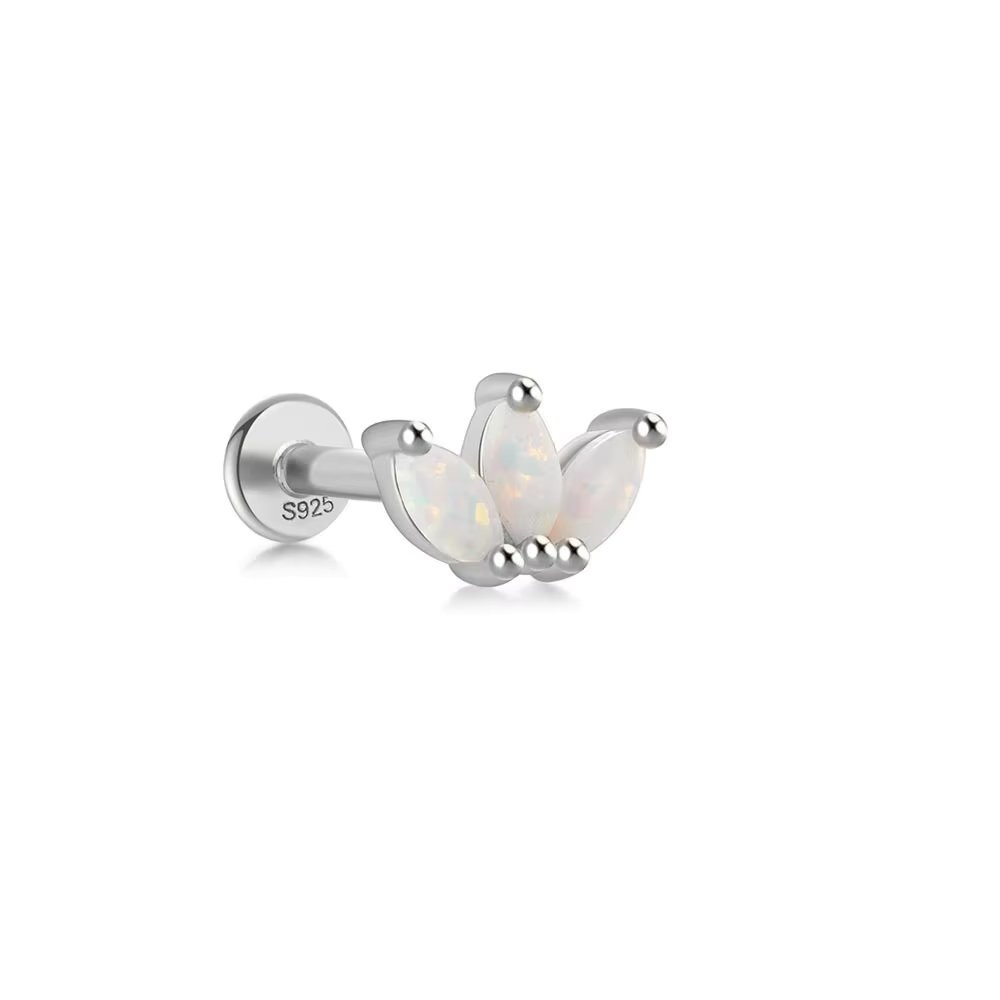 Cercel piercing argint 925, JW1682, model Opal, placat cu rodiu