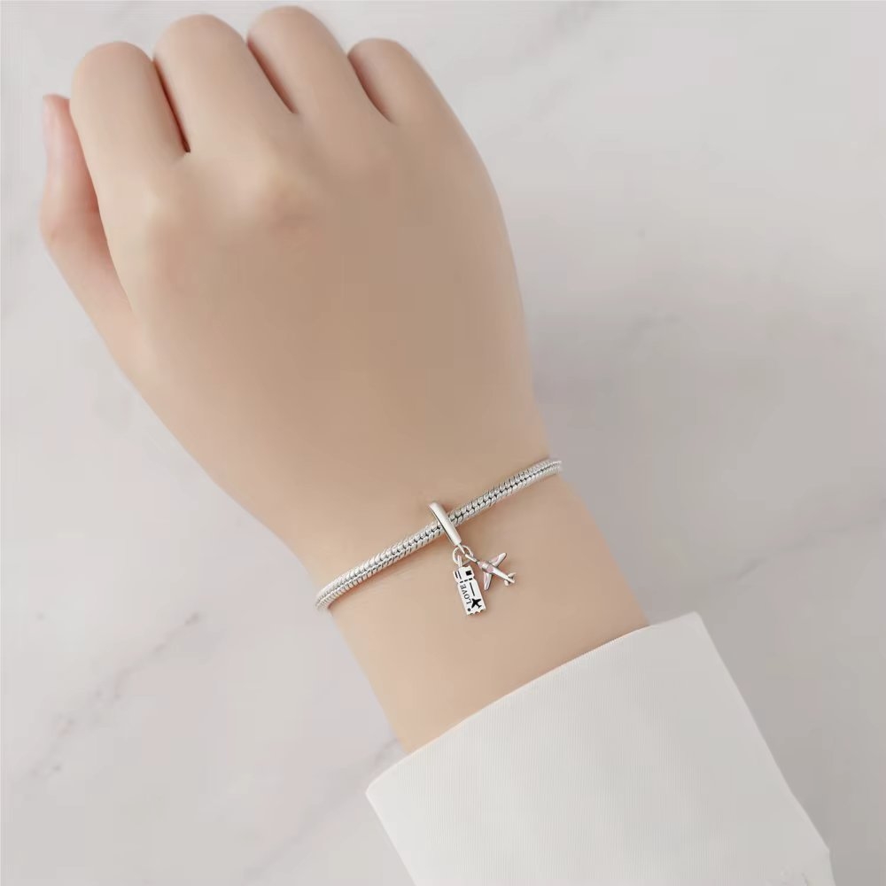 Charm/talisman argint 925, JW1657, model avion, placat cu rodiu