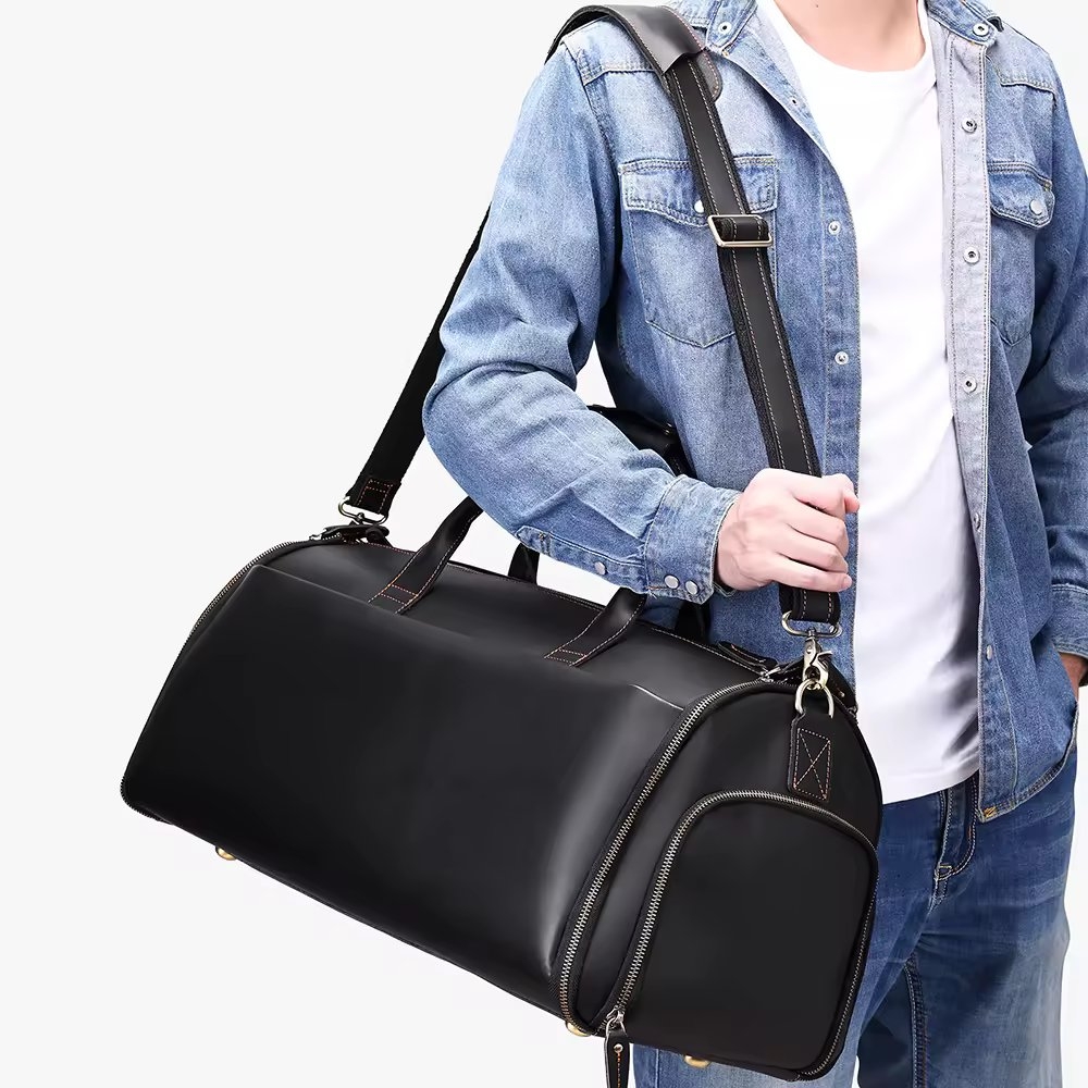 Geanta de calatorie unisex, Riven GT3294, piele naturala, Negru - 1 | YEO