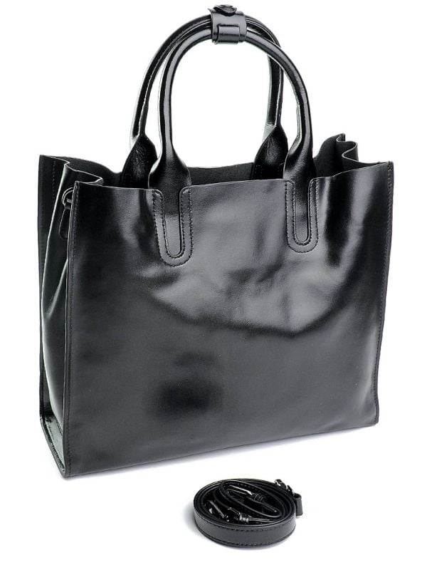 Geanta de dama, 6609, piele naturala, Negru