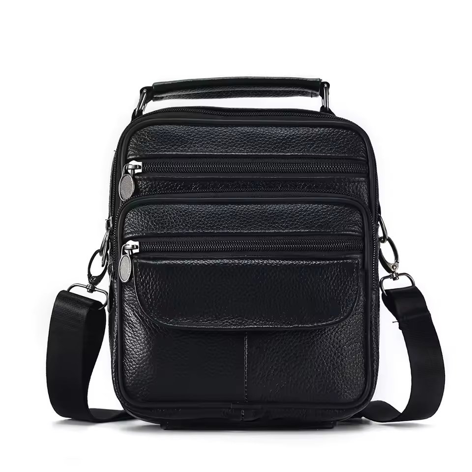 Geanta de umar pentru barbati, Oriol GT3262, piele naturala, Negru