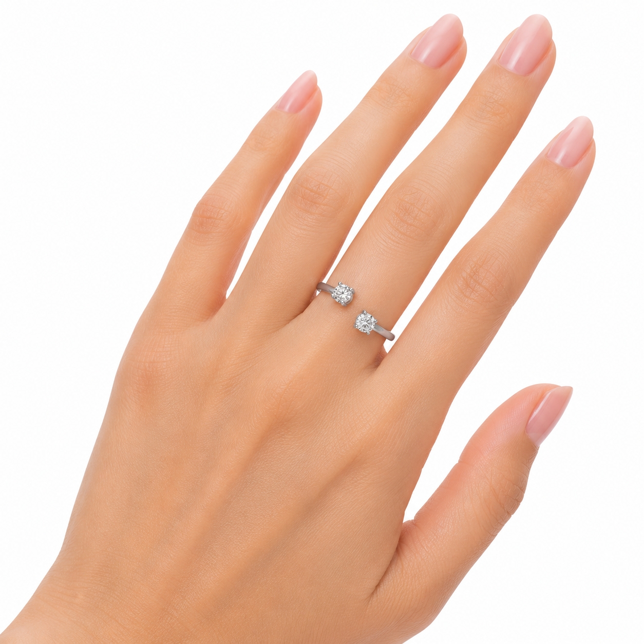 Inel reglabil argint 925, JW1572, model elegant, placat cu rodiu - imagine 2