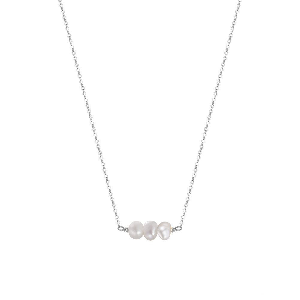 Lantisor argint 925, JW1535, model perla, placat cu rodiu