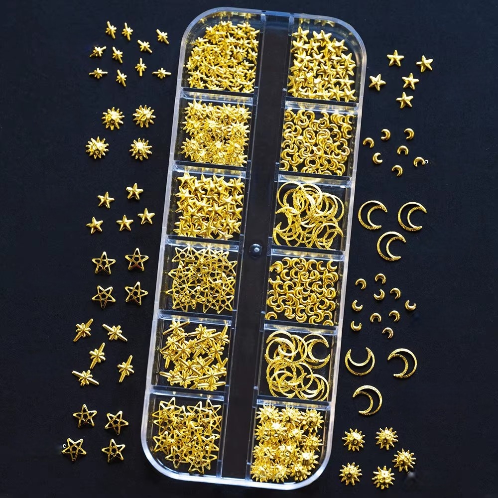 Ornamente unghii Marquise, RHINE02, Auriu