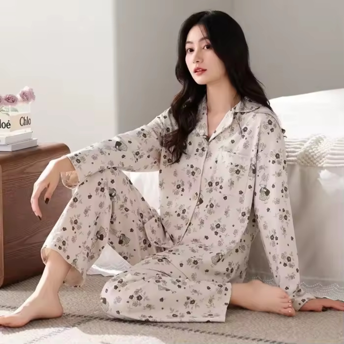 Pijama dama "Warm Love" din doua piese, PJ038, Gri deschis