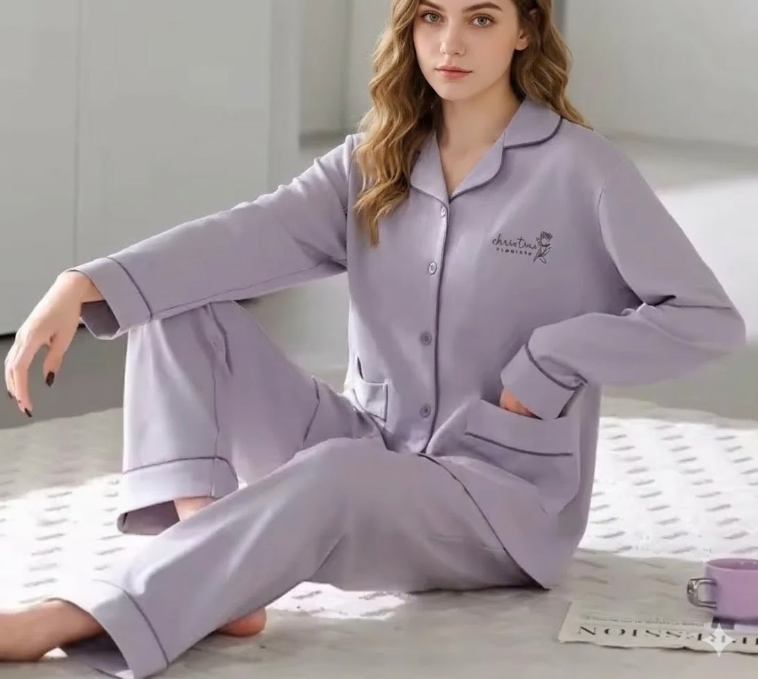 Pijama dama "Warm Love" din doua piese, PJ045, Mov