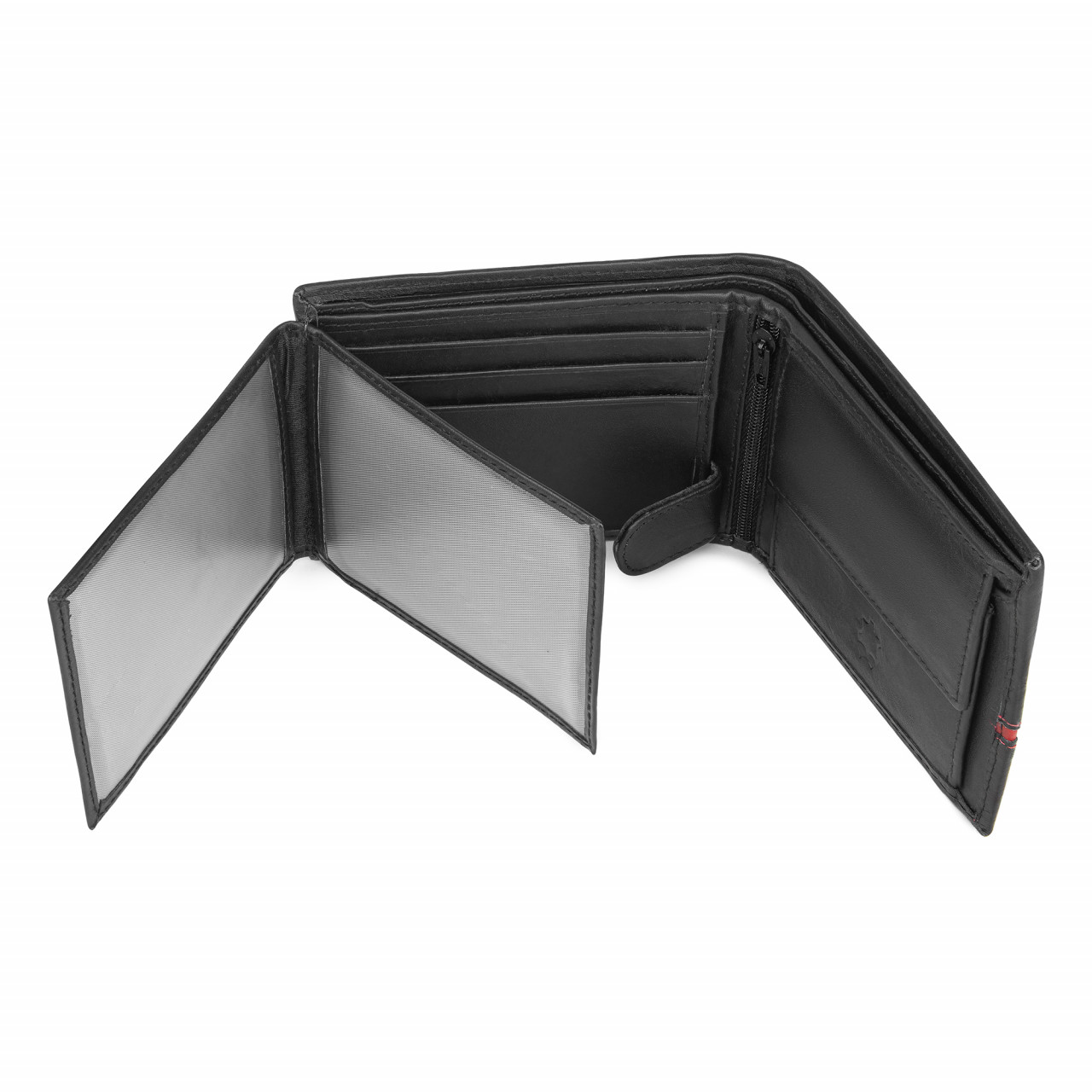 Portofel barbati Ronno, Frederic PT1467, piele naturala, Negru - Rosu - imagine 4