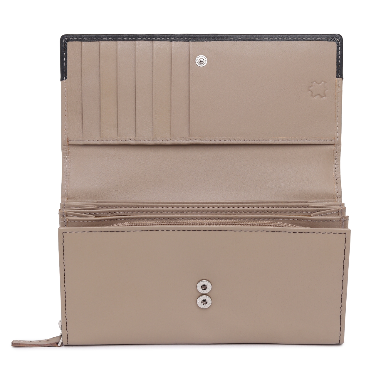 Portofel dama Marquise, Bluma PT1502, piele naturala, Crem/Negru - imagine 5