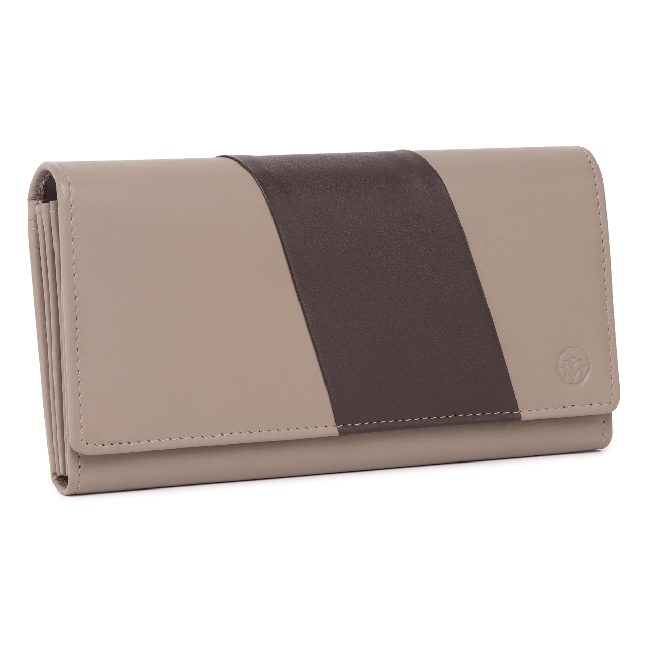 Portofel dama Marquise, Nectaria PT1464, piele naturala, Crem/Maro