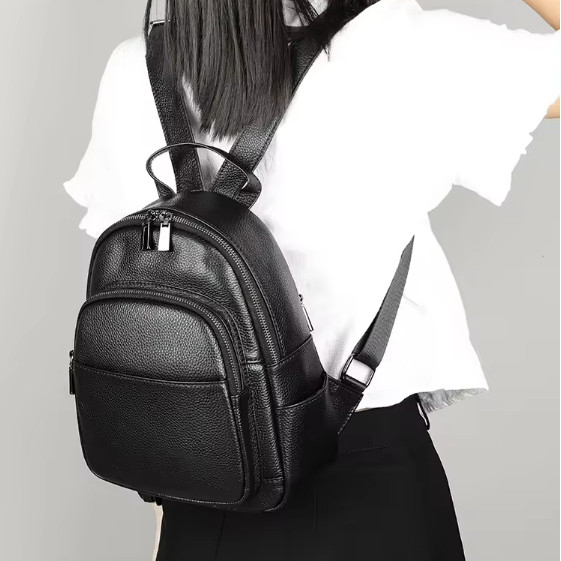 Rucsac de dama, Eulalia GT2736, piele naturala, Negru