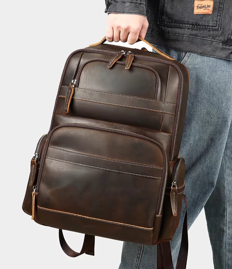 Rucsac pentru barbati, Alaric GT3320, piele naturala, Maro inchis - 2 | YEO