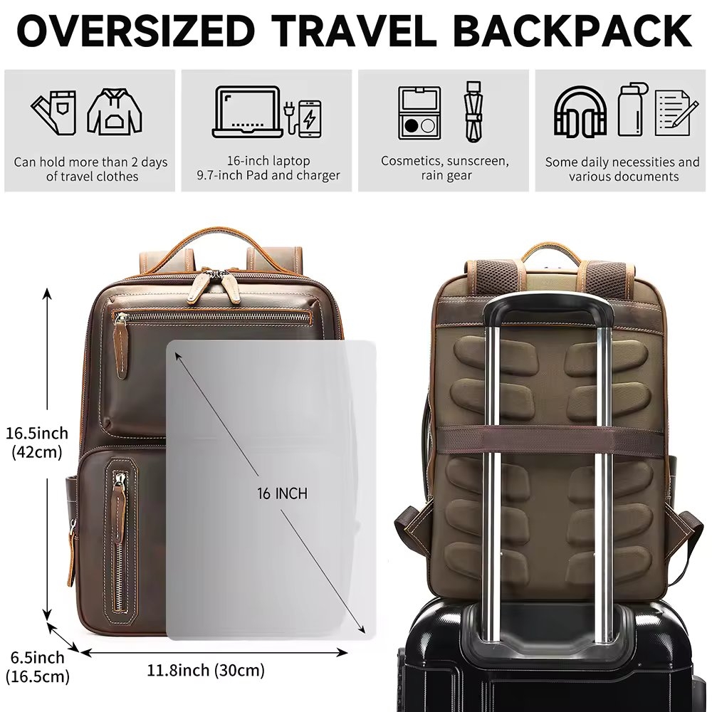 Rucsac pentru barbati, Mael GT3327, piele naturala, Maro