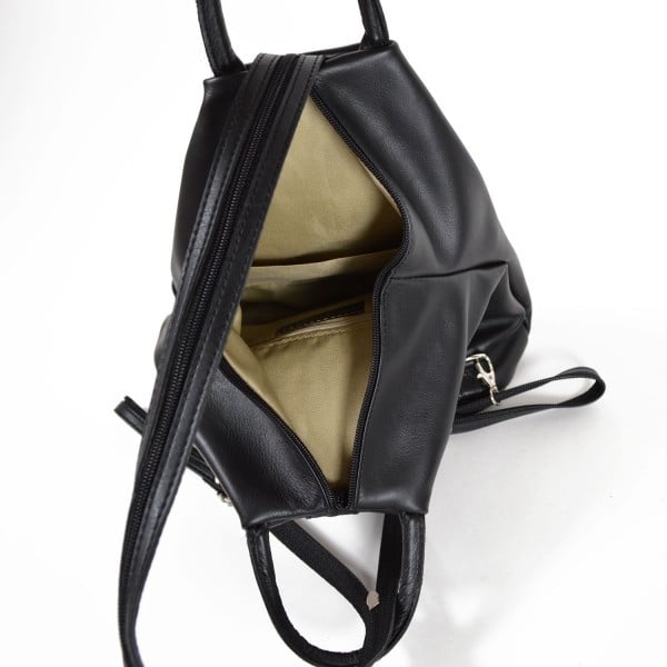 Rucsac pentru dama, Stefania GT1759, piele naturala, negru-rosu - 2 | YEO