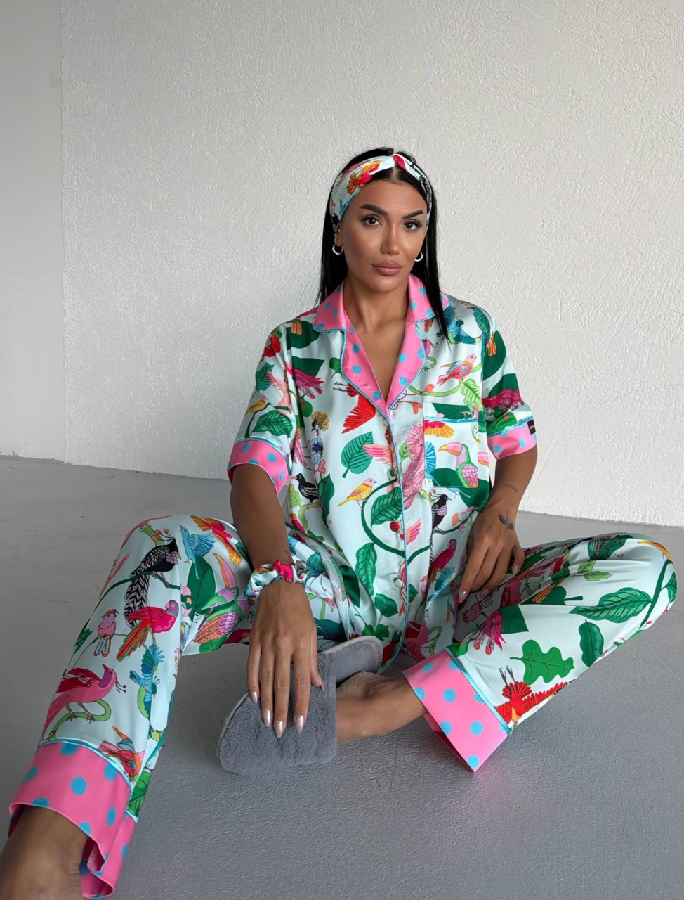 Set pijama dama din doua piese, cu nasturi – 2500376, Paradise Garden
