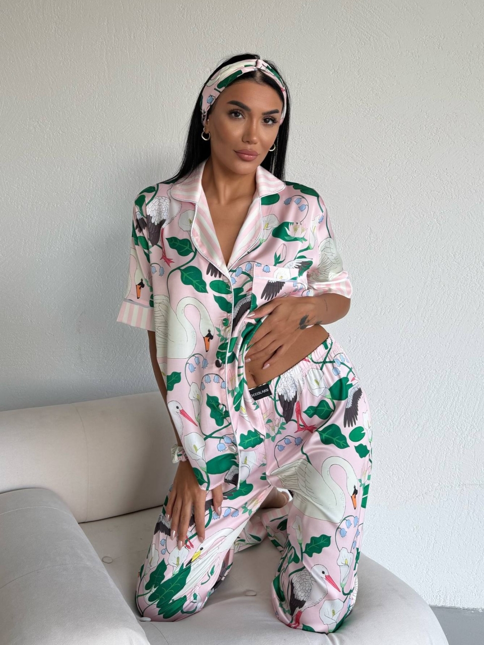 Set pijama dama din doua piese, cu nasturi – 2500381, Botanic Dream - imagine 3