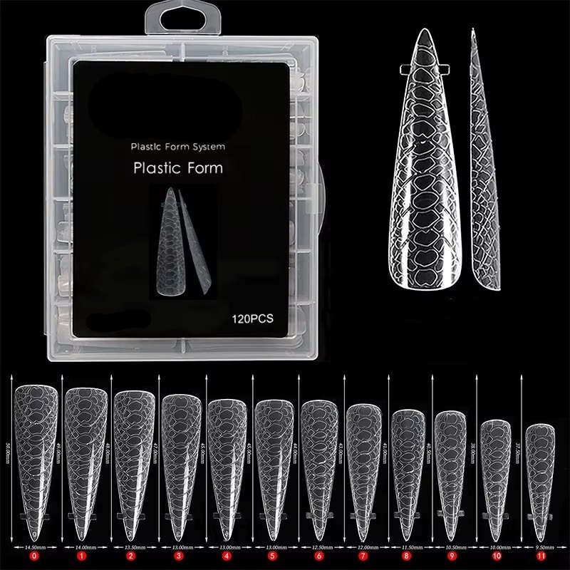 Tipsuri reutilizabile snake skin Marquise, TIPS24, Stiletto, 120 buc