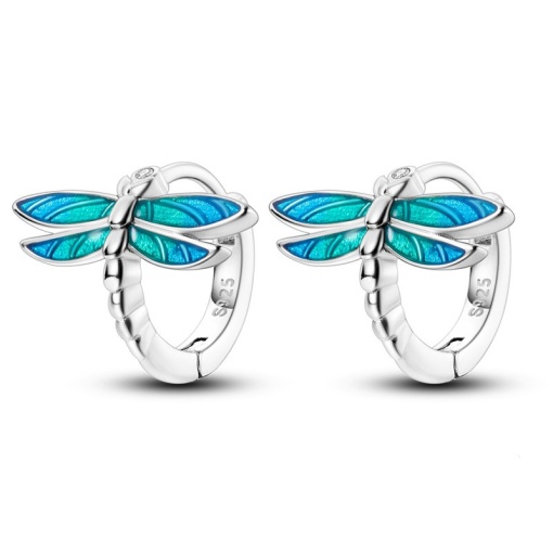 Cercei rotunzi argint 925, JW594, model libelula, placati cu rodiu