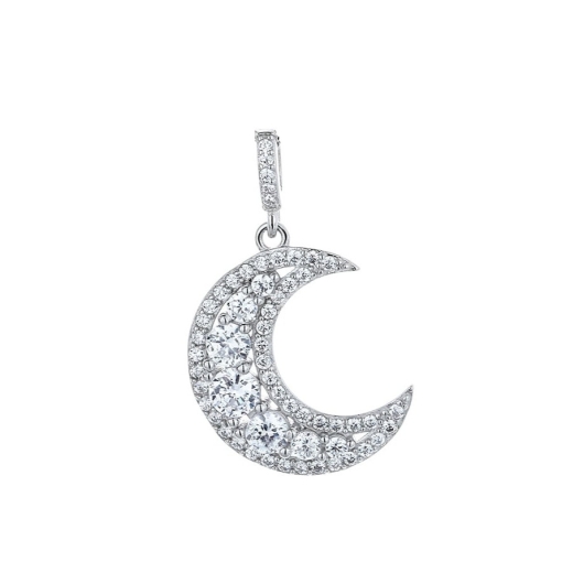 Pandantiv argint 925, JW1283, model semiluna, placat cu rodiu
