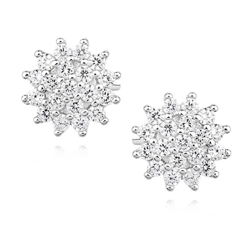 Cercei argint 925, JW269, model floarea si zirconiu