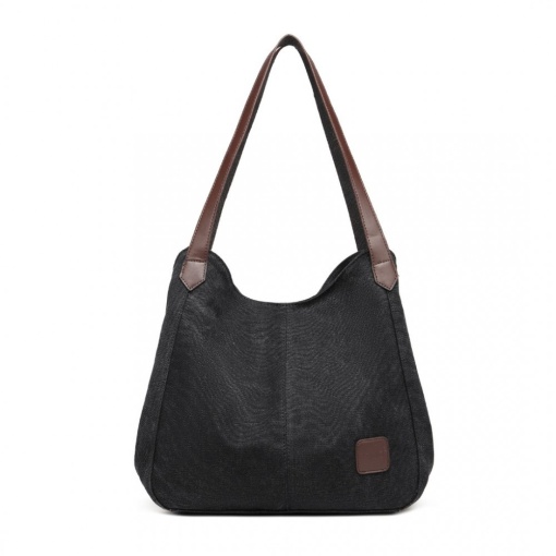 Geanta tote dama Eden GT1780, textil, model negru