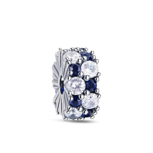 Charm/talisman argint 925, JW1191, model elegant cu pietre alb/albastru, placat cu rodiu