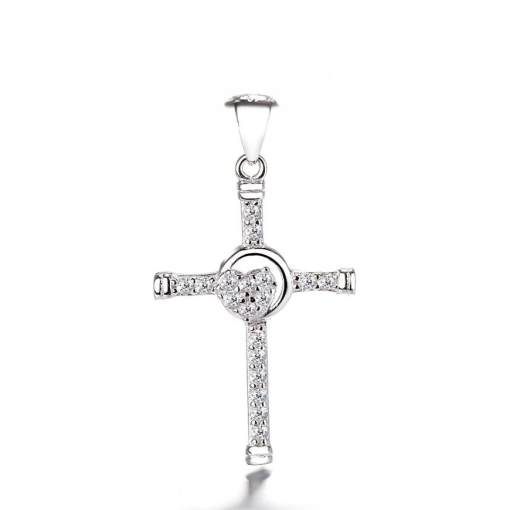 Pandantiv argint 925, JW1298, model cruce, placat cu rodiu