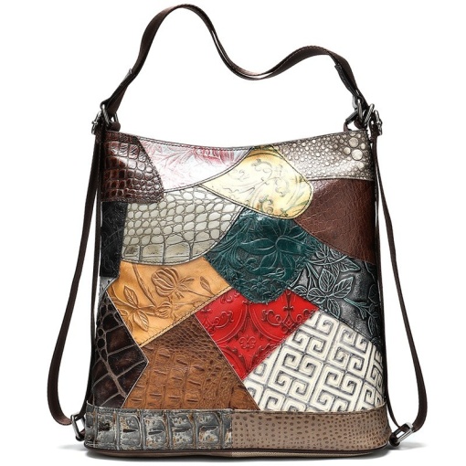 Geanta dama Daiana GT1529, piele naturala, multicolor