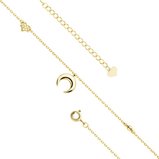 Bratara de picior argint 925, JW429, model luna si stele, placata cu aur 14K