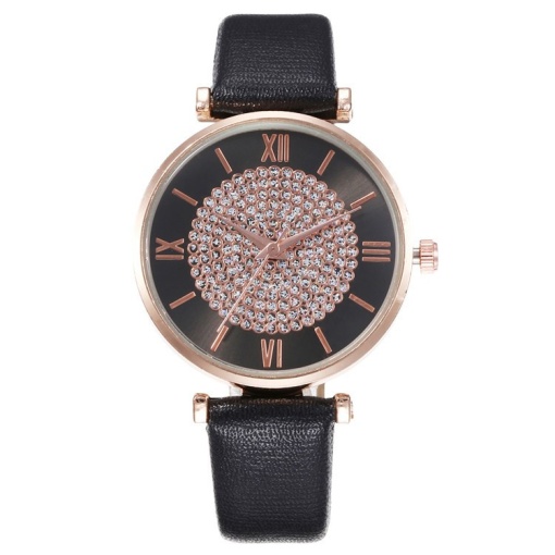 Ceas pentru dama casual Geneva CS1087, curea de piele, model negru