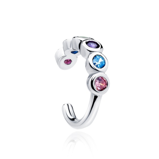 Cercel ear cuff argint 925, JW85, model cu pietre colorate