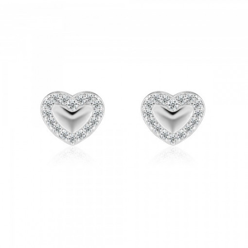 Cercei argint 925, JW45, model in forma de inima, cu cristale